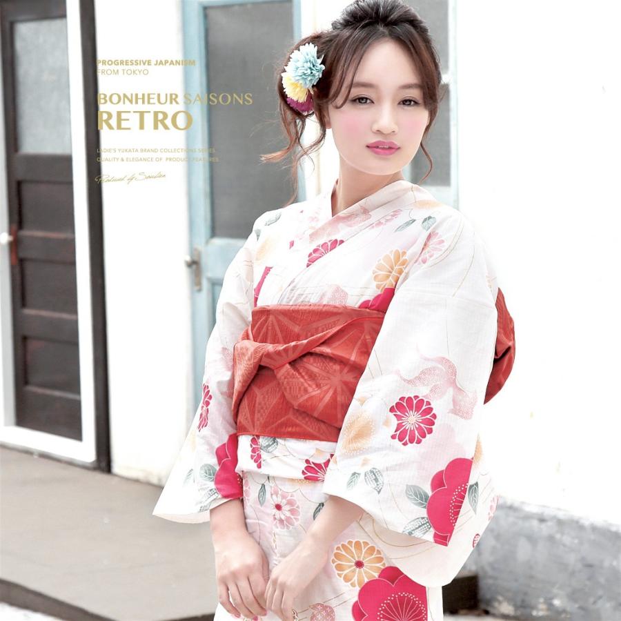 浴衣 レディース 3点セット (浴衣/兵児帯/下駄) bonheur 浴衣 レディース 3点セット (浴衣/兵児帯/下駄) bonheur