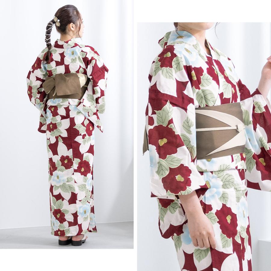 浴衣ジェンヌ 浴衣5点セット 生成りに椿 浴衣 半幅帯 くすみカラー r1-brand891ok_1.jpg