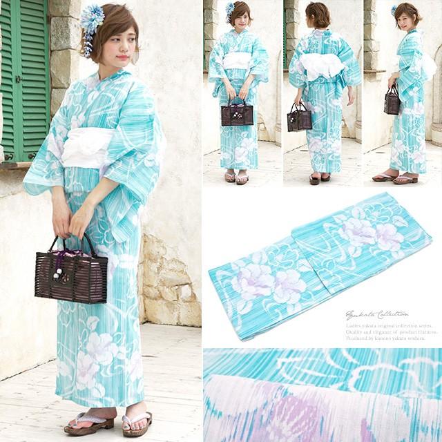 新品浴衣◇ bonheur saisons　椿 青系 新品浴衣◇ bonheur saisons 椿 青系