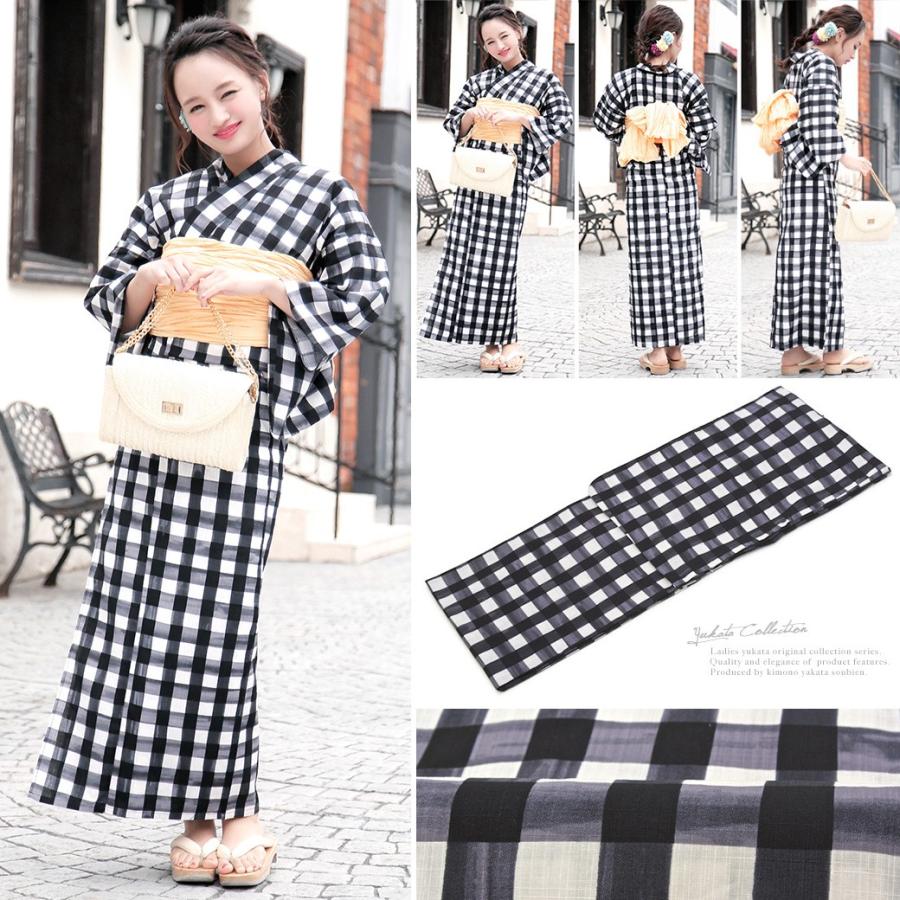 浴衣 レディース 3点セット 浴衣 兵児帯 下駄 Bonheur Saisons ボヌールセゾン 黒 ブラック 格子 ギンガムチェック モダン 綿 チェック Yuset Y3 Brand628ok きもの館 創美苑 通販 Yahoo ショッピング