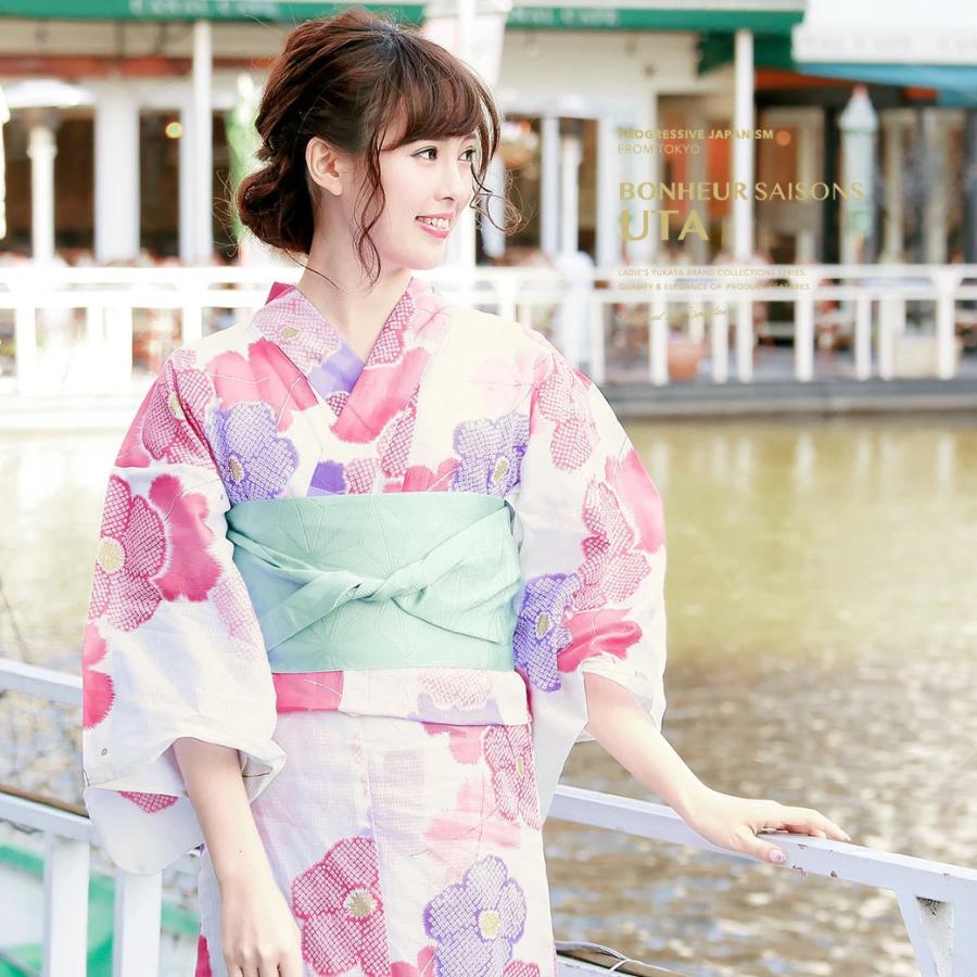 浴衣 レディース 3点セット (浴衣/半幅帯/下駄) bonheur 浴衣 レディース 3点セット (浴衣/半幅帯/下駄) bonheur