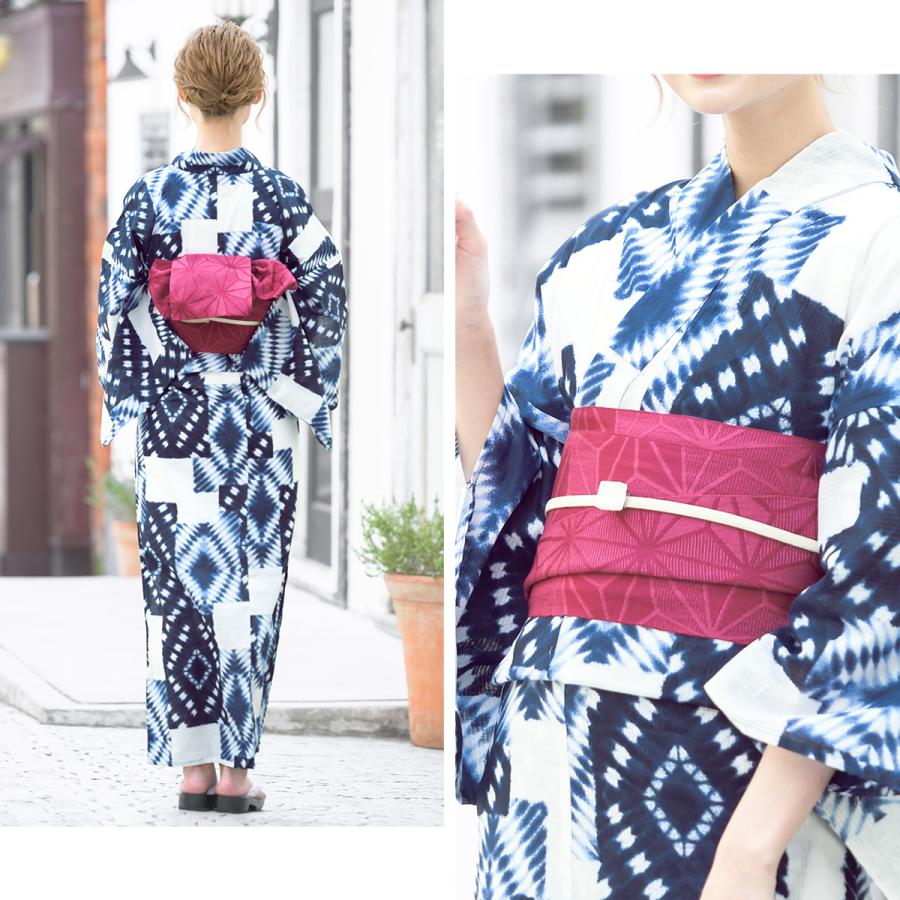 SOUBIEN 浴衣・帯セット SOUBIEN 浴衣 レディース セット レトロ 作り帯 3点セット 浴衣