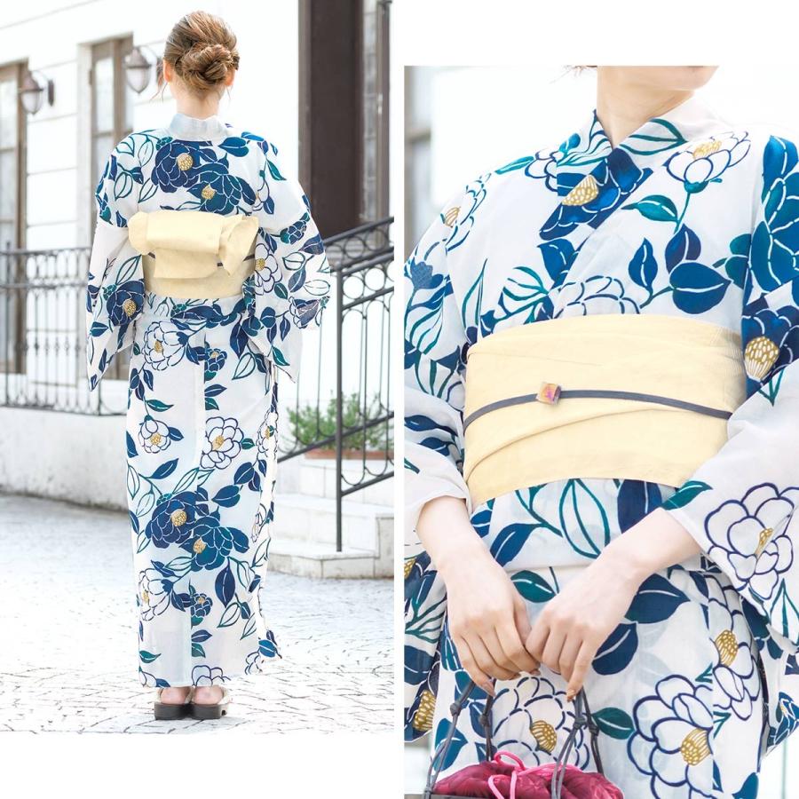 新品　呉服屋　カルキュロ吸水速乾！大人上品な芍薬　人気色　夏着物　浴衣３点セット 新品☆呉服屋♪吸水速乾！大人上品な牡丹 濃紺スレンダー夏着物
