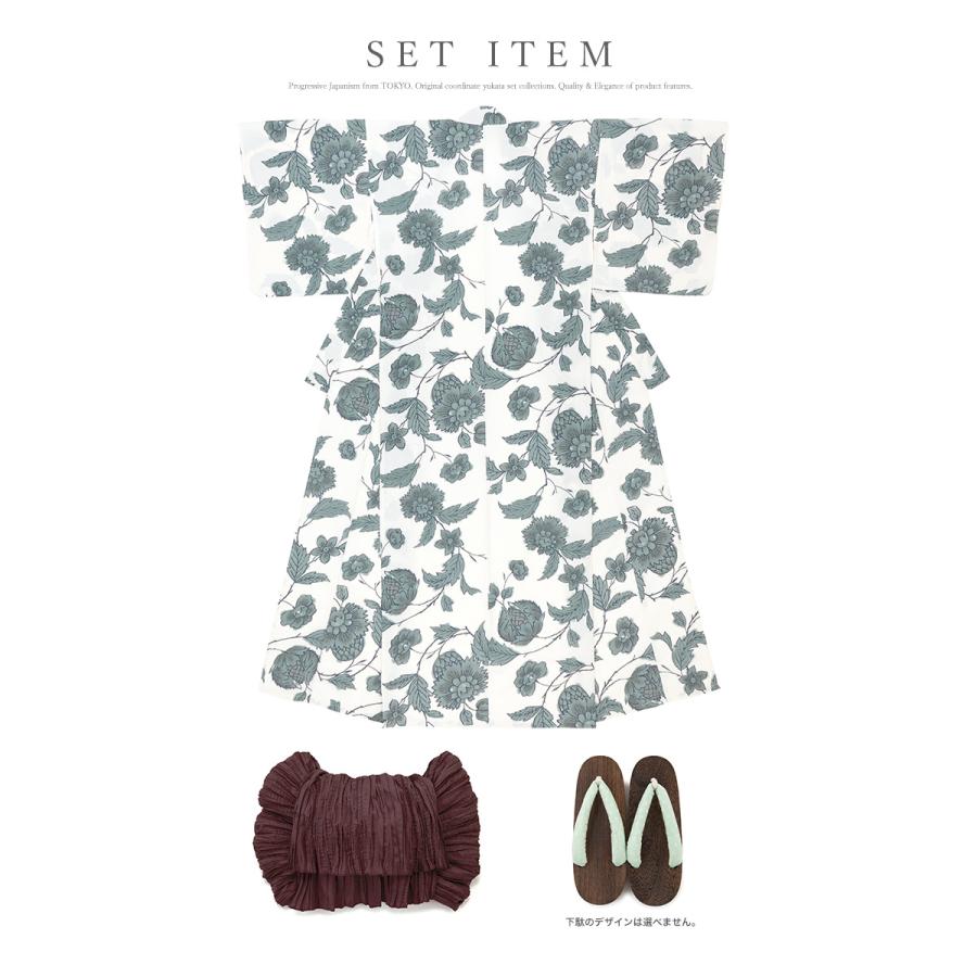 asaka 花柄×ドット　下駄付き　レトロ浴衣・兵児帯セット 楽天市場】浴衣 4点set 4点セット さざんか 山茶花 ゆかた 浴衣