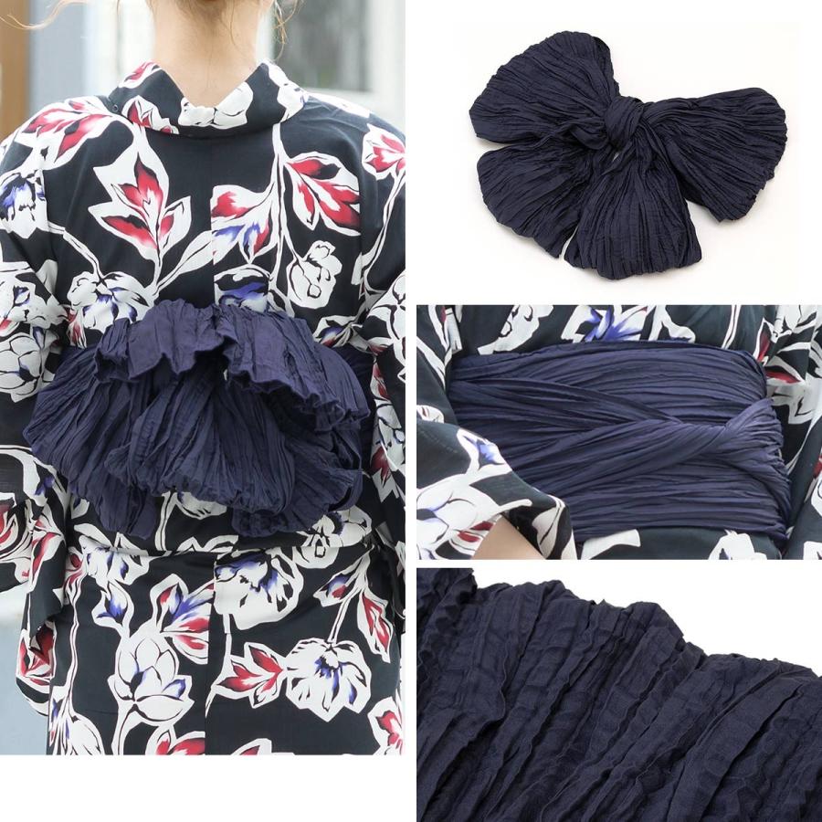 浴衣セット レディース レトロ 浴衣セット 大人 3点セット ブラック 黒系 赤 紫 花 フラワー モダン 綿 夏祭り 花火大会 女性用 S・フリー SOUBIEN（創美苑） 浴衣 レディース セット レトロ 浴衣セット 大人 3