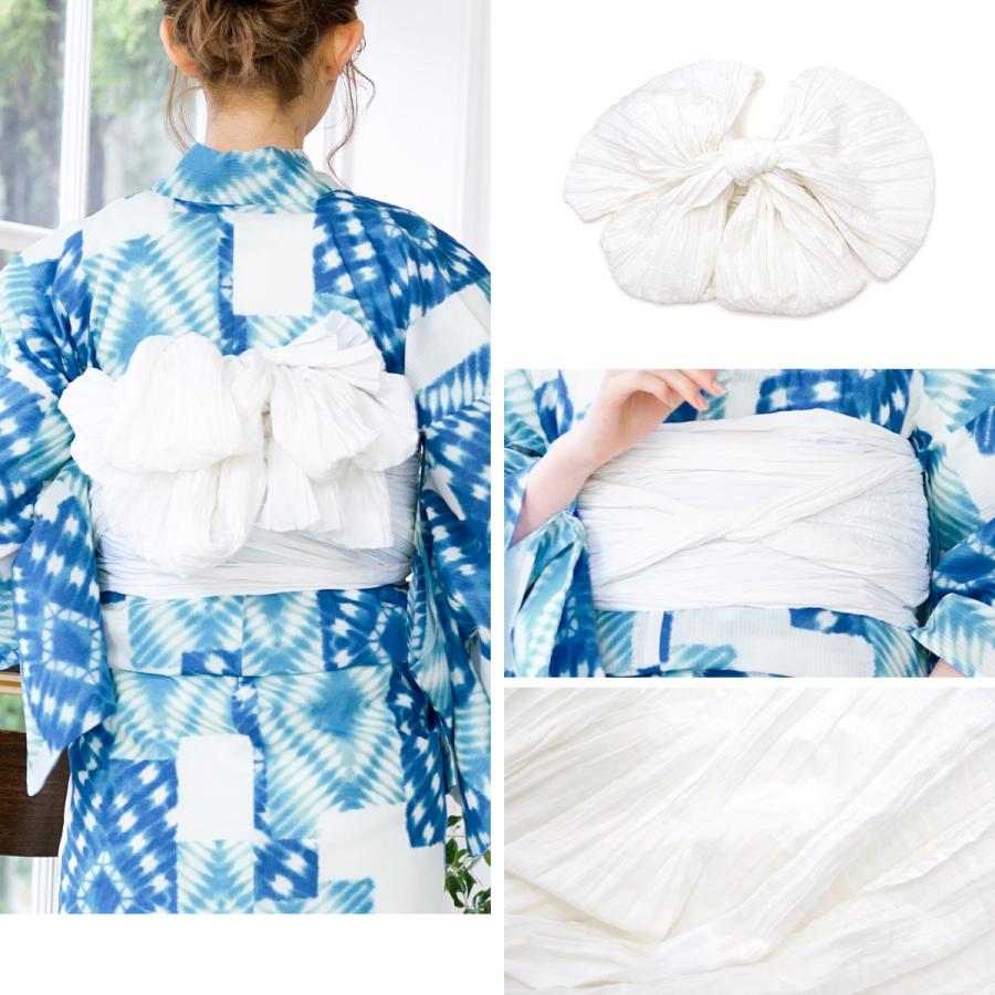 浴衣セット レディース レトロ 浴衣セット 大人 3点セット ブルー 青系 ホワイト 白 絞り染め調 変わり市松 レトロモダン 綿 絽 変わり織り 夏祭り 花火大会 女性用 フリーサイズ SOUBIEN（創美苑） 浴衣 レディース セット レトロ 浴衣セット 大人 3