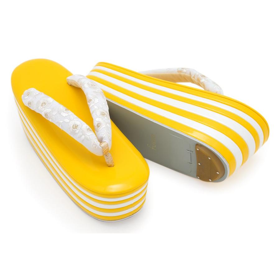 黄色唐草 SOUBIEN 草履 成人式 レディース 厚底 振袖 fussa 黄色 イエロー