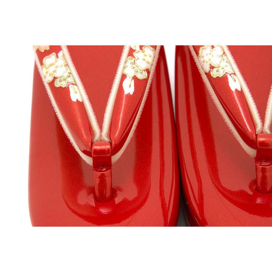 SOUBIEN 草履 女性 レディース 山菱謹製 赤 レッド 桜 花 本革