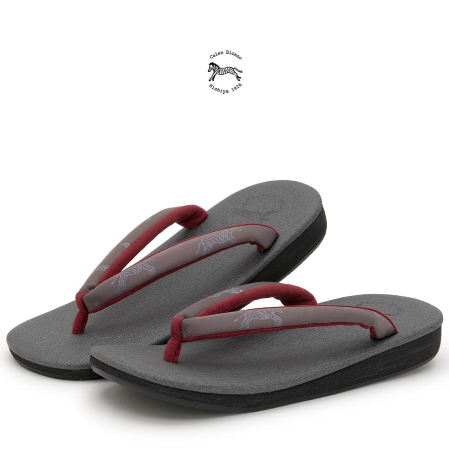 雪駄 メンズ 菱屋 カレンブロッソ 灰色 グレー 黒 赤 シンプル シマウマ 小判形 せった セッタ 履物 和装小物 カジュアル 男性用 日本製 【M】【L】 SOUBIEN（創美苑） 雪駄 メンズ 菱屋 カレンブロッソ 灰色 グレー 黒