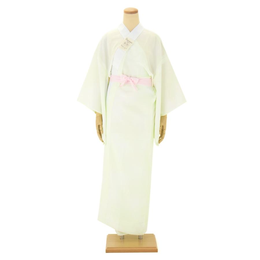 長襦袢 薄緑色 グリーン 七宝繋ぎ シンプル 半襟付 単衣 袋衽仕立て 長じゅばん レディース 女性用 フォーマル カジュアル 仕立て上がり | SOUBIEN | 01