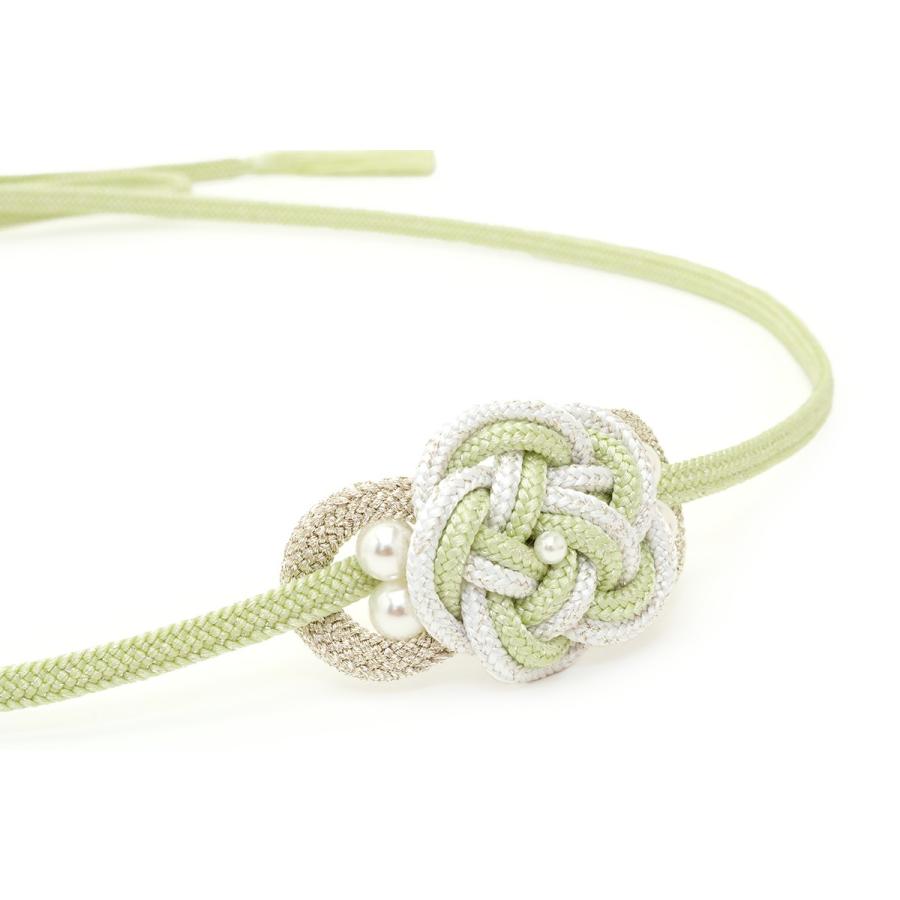 飾り紐 帯締め 帯飾り 浴衣 レトロ 花モチーフ 梅結び 薄緑 ラメ 大正ロマン 夏着物 京組紐 日本製 和装小物 レディース Zime2180w 3071 きもの館 創美苑 通販 Yahoo ショッピング