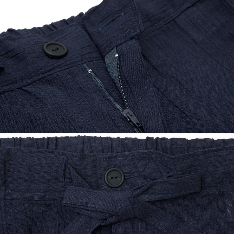 SOUBIEN（創美苑） メンズ甚平 紺 ネイビー 般若 綿麻 楊柳 ようりゅう