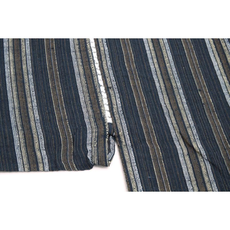 SOUBIEN（創美苑） メンズ甚平 紺 ネイビー 茶 縞 ストライプ 綿 しじ