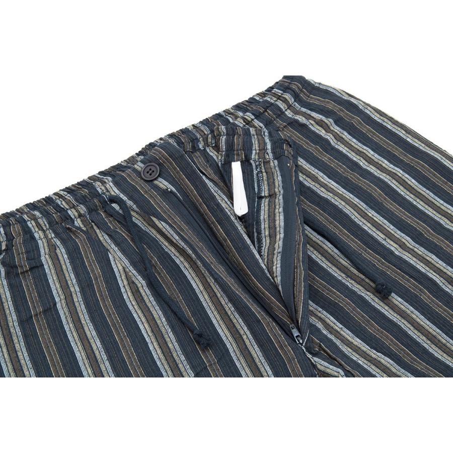 甚平 メンズ おしゃれ 父の日 紺 ネイビー 茶 縞 ストライプ 綿 しじら織り 手タコ糸仕立て 夏祭り 花火大会 男性用 カジュアル Mサイズ SOUBIEN（創美苑） メンズ甚平 紺 ネイビー 茶 縞 ストライプ 綿 しじ