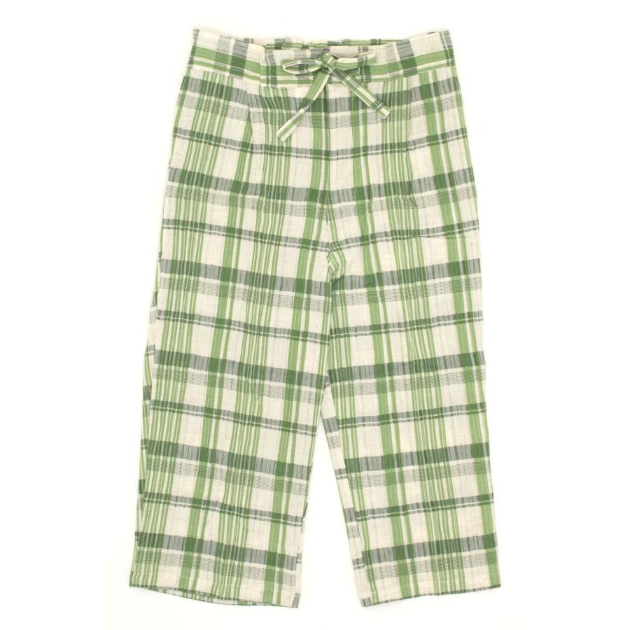 SOUBIEN（創美苑） メンズ甚平 緑 グリーン 白 ホワイト 格子 チェック