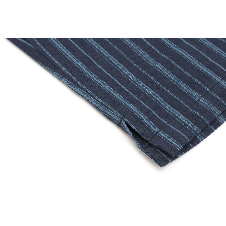 SOUBIEN（創美苑） メンズ甚平 紺 ネイビー 青 縞 ストライプ 綿 しじ