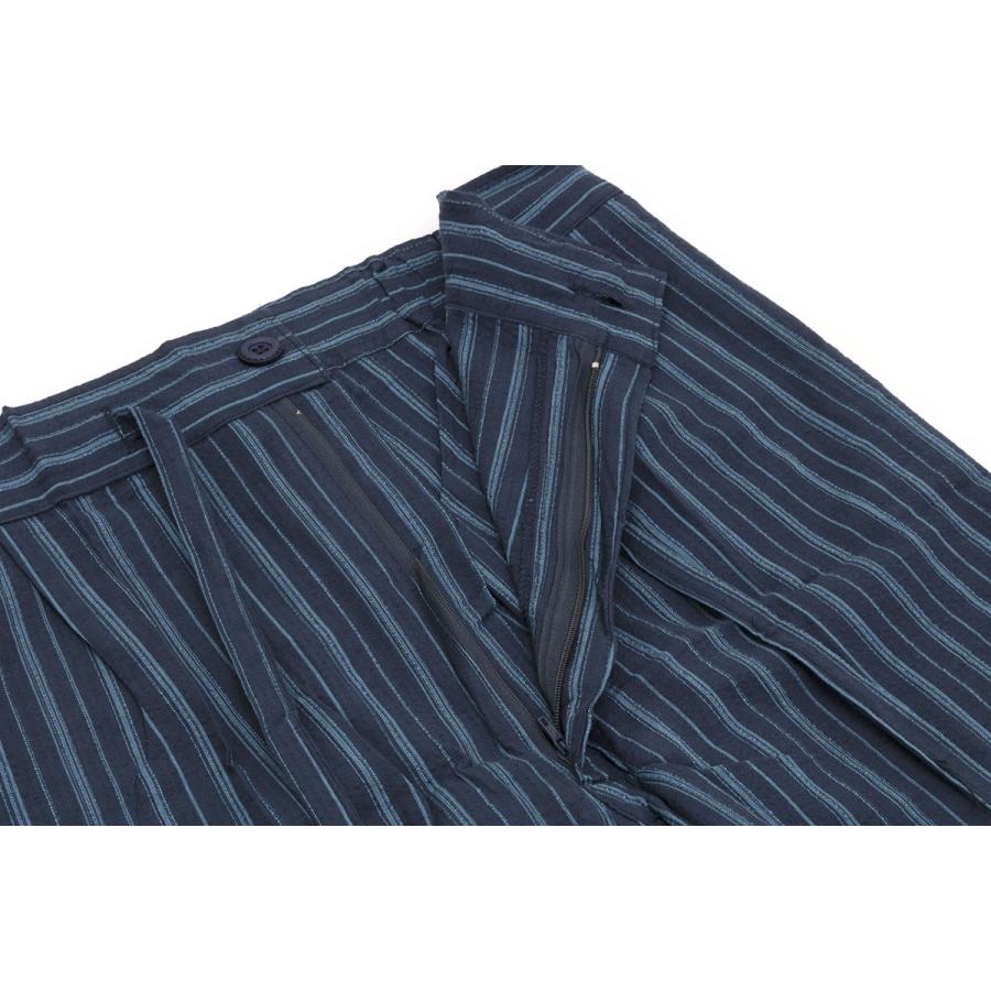 SOUBIEN（創美苑） メンズ甚平 紺 ネイビー 青 縞 ストライプ 綿 しじ