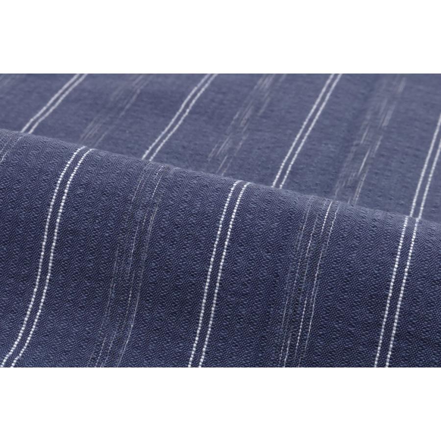 SOUBIEN（創美苑） メンズ甚平 藍 インディゴ 白 縞 ストライプ 雨縞