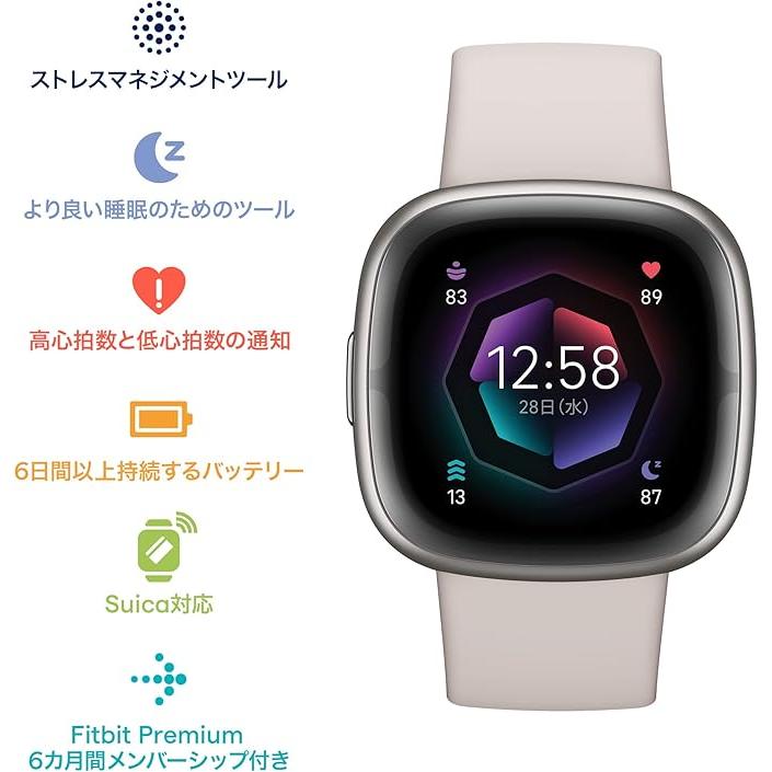 Google Fitbit Fitbit Sense 2 スマートウォッチ ルナホワイト 