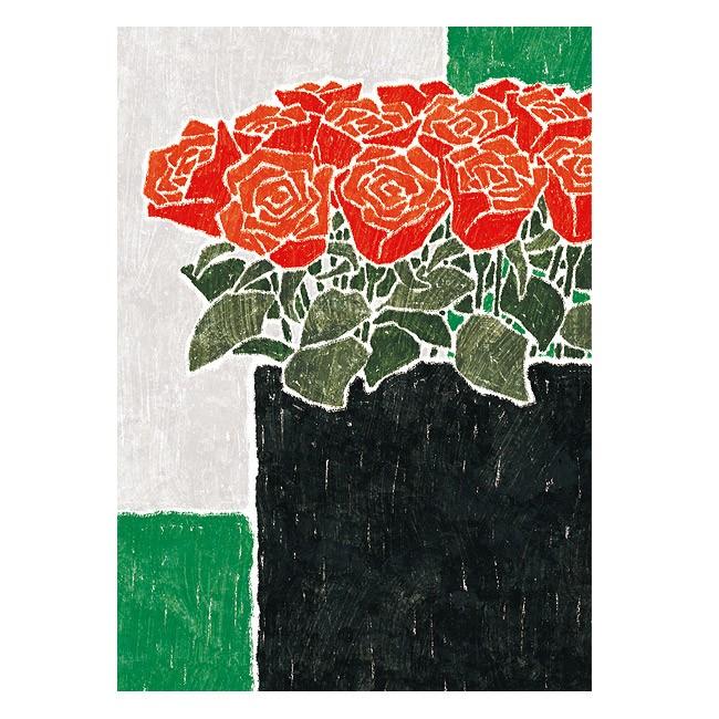 絵画 花 インテリア 壁掛け 版画 インテリアアート/絵画 黒の花瓶と赤い薔薇/藤谷壮仁郎 Soujirou Artの画像
