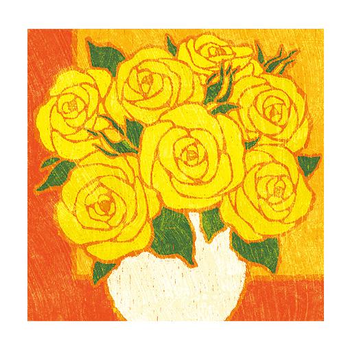 絵画　薔薇　インテリア　イラスト Amazon.co.jp: 絵画 バラと葉のイラストインテリア 絵画 レトロ