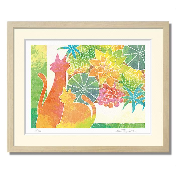 絵画 猫 静物画 インテリア 壁掛け 版画 アート 玄関 おしゃれ 額入り