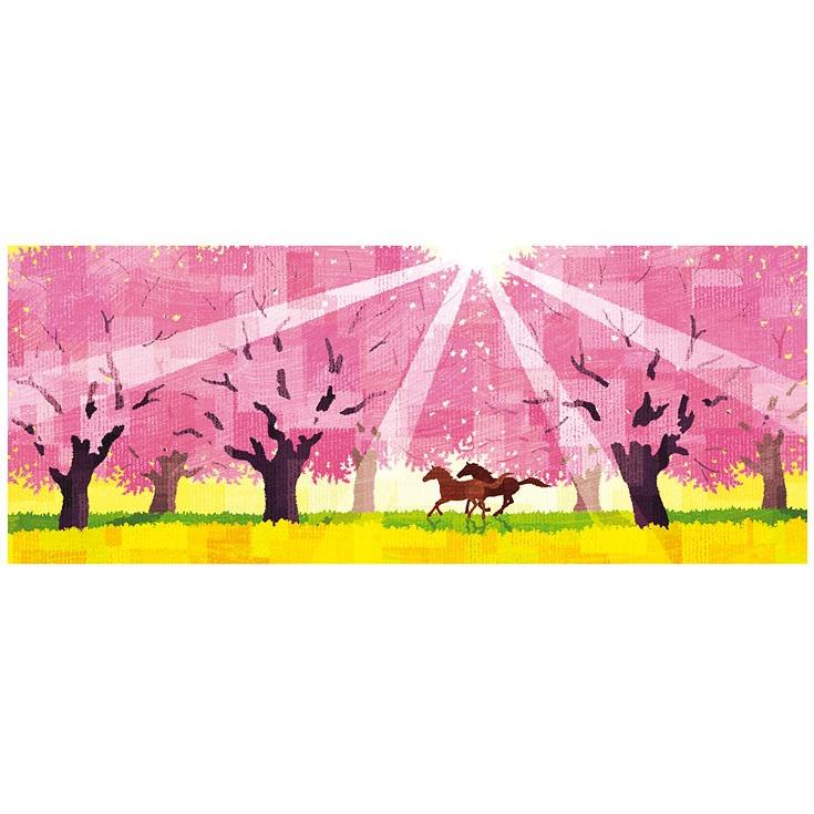 絵画 桜 馬 和風 壁掛け インテリア 版画 風景画 玄関 おしゃれ 額入り 