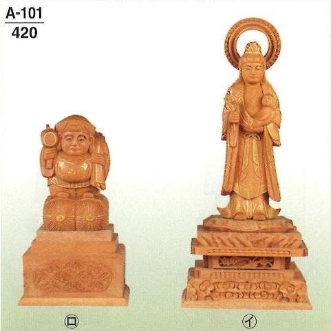 檀木　金泥書　脇仏　日蓮宗鬼子母神　　イ　4.5寸