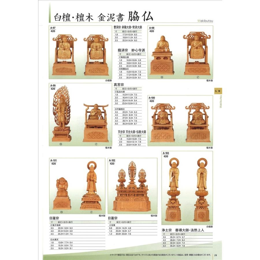 檀木　金泥書　脇仏　真言宗不動明王　ロ　6寸_1