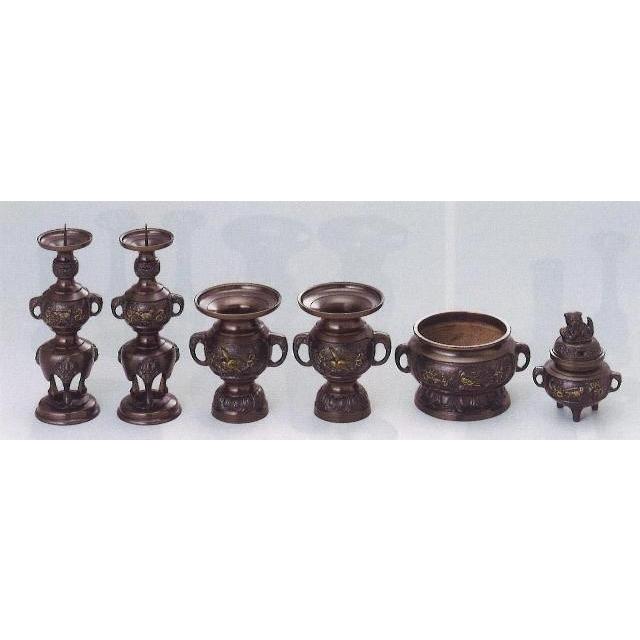 送料無料激安祭 創寿苑 店仏具 仏壇 仏壇用品 オリジナル花鳥 6具足 蓮台前香炉付 4.5寸 送料無料 オリジナル花鳥 6具足 (蓮台前香炉付) 4.5寸