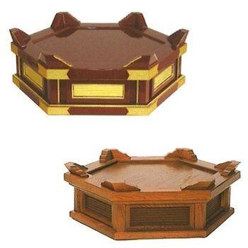 スベリ止め付背短杢魚台(朱塗面金箔押・金具付) 平径t5尺×H12cm