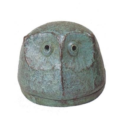 ふくろうシリーズ 香炉 ふくろう 麻生三郎 作 青銅製・香付 高さ5.8ｘ幅7.3cm