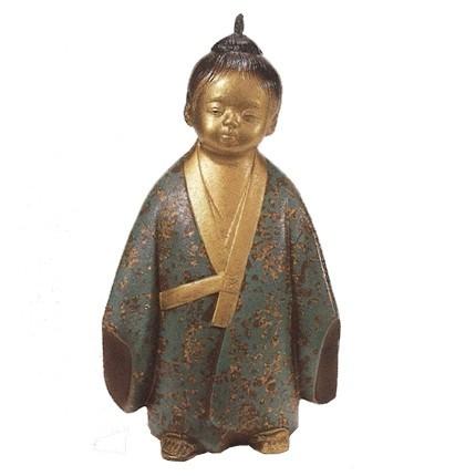 置物 無我童子 （米治一 作） 鋳鉄製 小判台付 : 創寿苑 ヤフー店