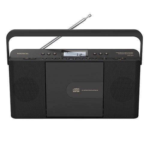 WINTECH CDクロックラジオ スリムデザイン AC電源／乾電池式 ブラック