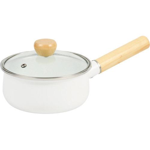 ジャストサイズ ホーロー ガラス蓋 IH対応 片手鍋 15cm ホワイト HB