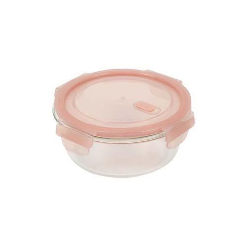 ディッシュプラス 保存容器 耐熱ガラス バルブ付 丸型 620ml HB-5956