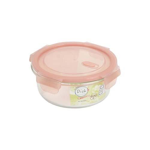 ディッシュプラス 保存容器 耐熱ガラス バルブ付 丸型 620ml HB-5956