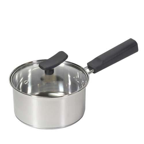 チーノ ステンレス3層底ガラス蓋付片手鍋 14cm HB-6570 ( 1個