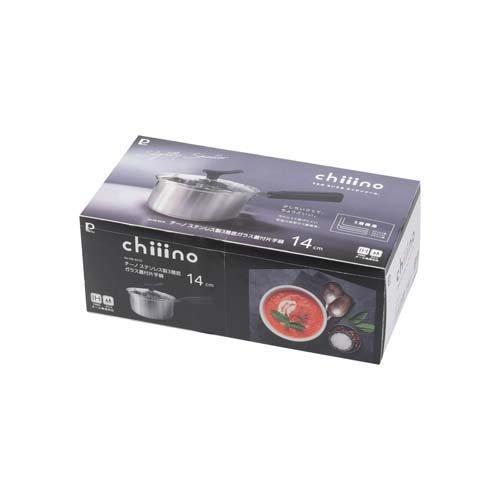 チーノ ステンレス3層底ガラス蓋付片手鍋 14cm HB-6570 ( 1個