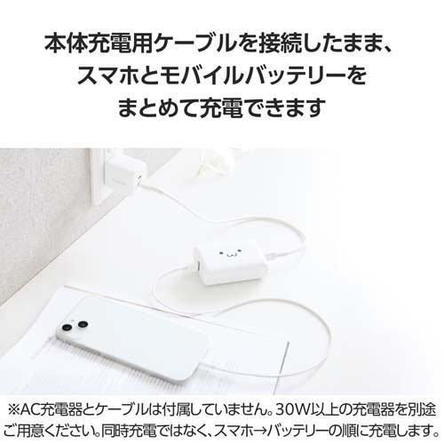 エレコム モバイルバッテリー 10000mAh 小型 PD 30W しろちゃん ( 1個