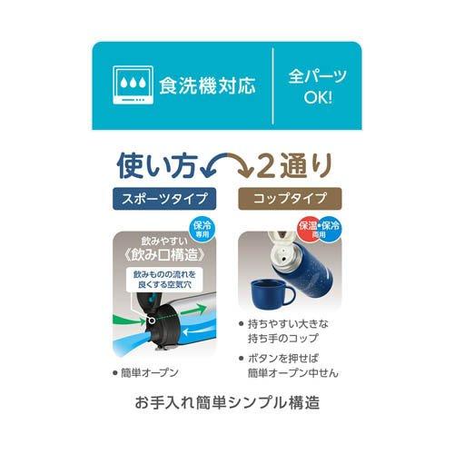 サーモス 真空断熱2ウェイボトル 食洗機対応 0.8L ネイビーブルー FJJ