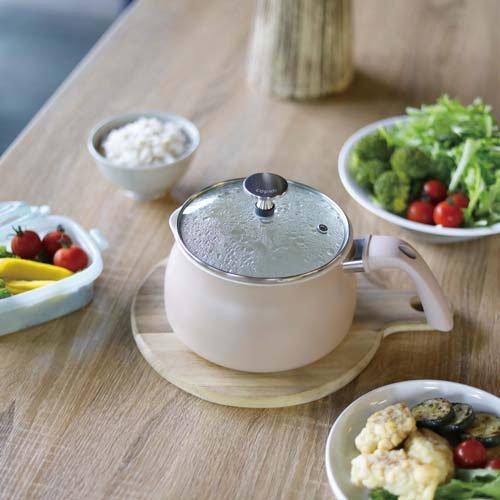 多用途 鍋 マルチポット ザル付き 1.8L ベージュ IH対応 ガス 16cm ( 1