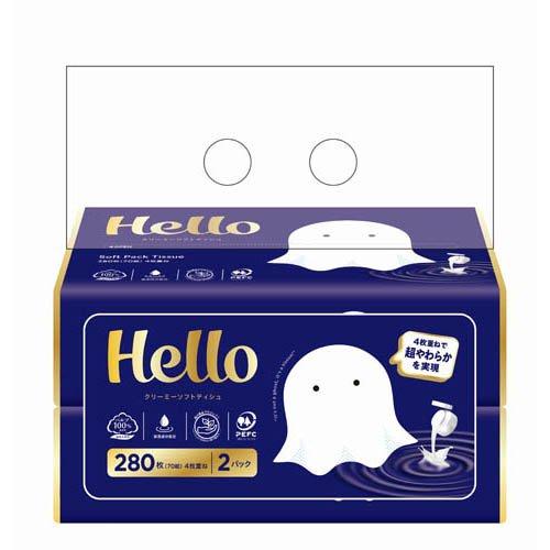 ハロー クリーミーソフトティシュ パック 4枚重ね ( 70組(280枚)×2個入