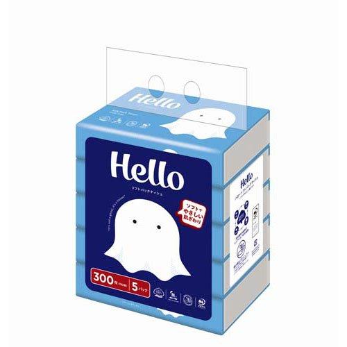 ハロー ソフトパックティッシュ ( 150組入(300枚)×5パック )/ : 爽快
