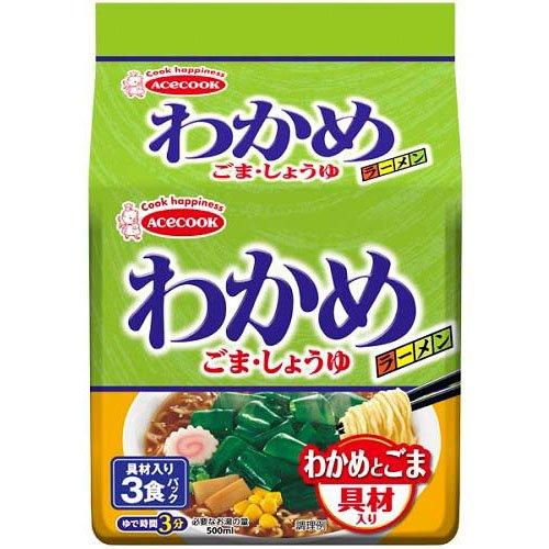 わかめラーメン ごま・しょうゆ 具材入り 袋麺 ( 3食入 )/ : 爽快