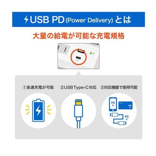 エルパ(ELPA)デスクUSBタップ 4個口 2m 延長コード 耐雷 PD対応 WLS