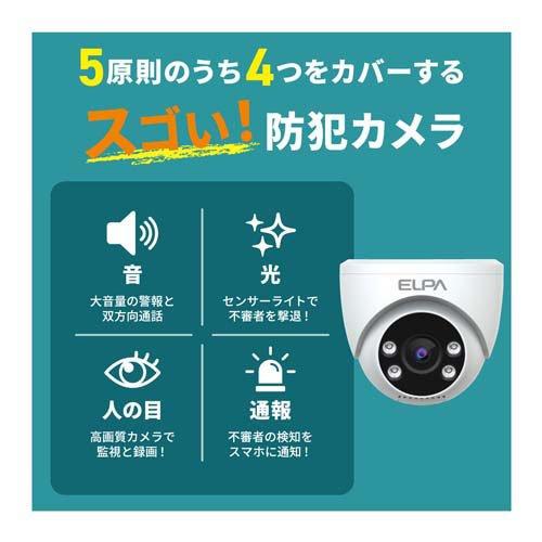 エルパ(ELPA)ドーム型カメラ 屋内用 センサーライト搭載 TBC-DC300 ( 1
