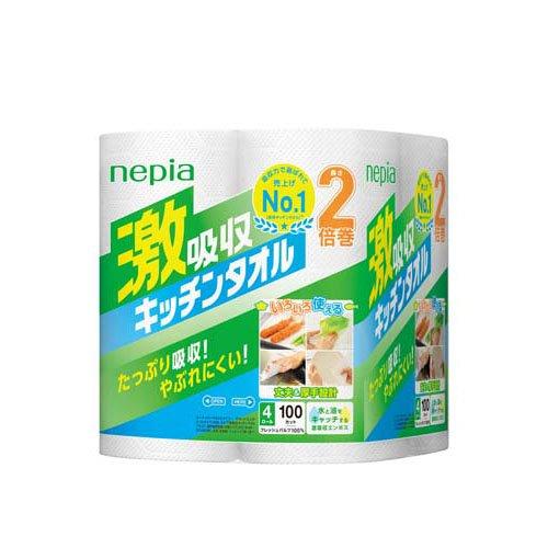 ネピア 激吸収 キッチンペーパー 厚手タイプ 2倍巻 ( 100カット*4
