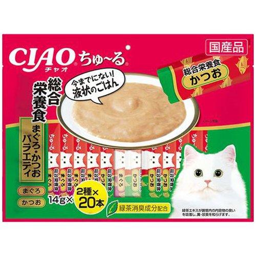 【2ケース】 まぐろ・かつお60g×144袋　ちゅーるごはん総合栄養食20本付 チャオ ちゅ〜る 総合栄養食 まぐろ・かつおバラエティ ( 14g*40本入