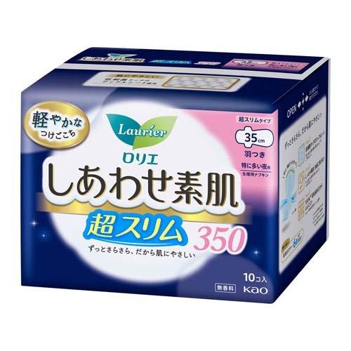 ロリエ しあわせ素肌 超スリム 特に多い夜用 羽つき350 ( 10コ入